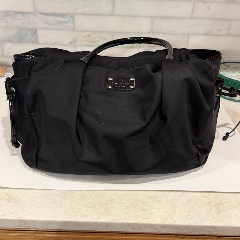 Kate Spade New York Stevie Black Nylon Double Handle Zipper Closure Diaper Bag